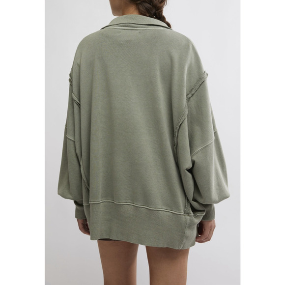 We The Free People Camden Henley Long Sleeve Sweatshirt XS Slouchy Boho Grunge - Picture 10 of 15